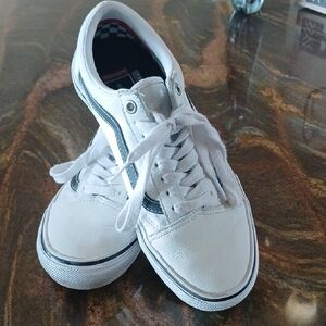 Vans White and Black Canvas Sneakers Low-Top Design